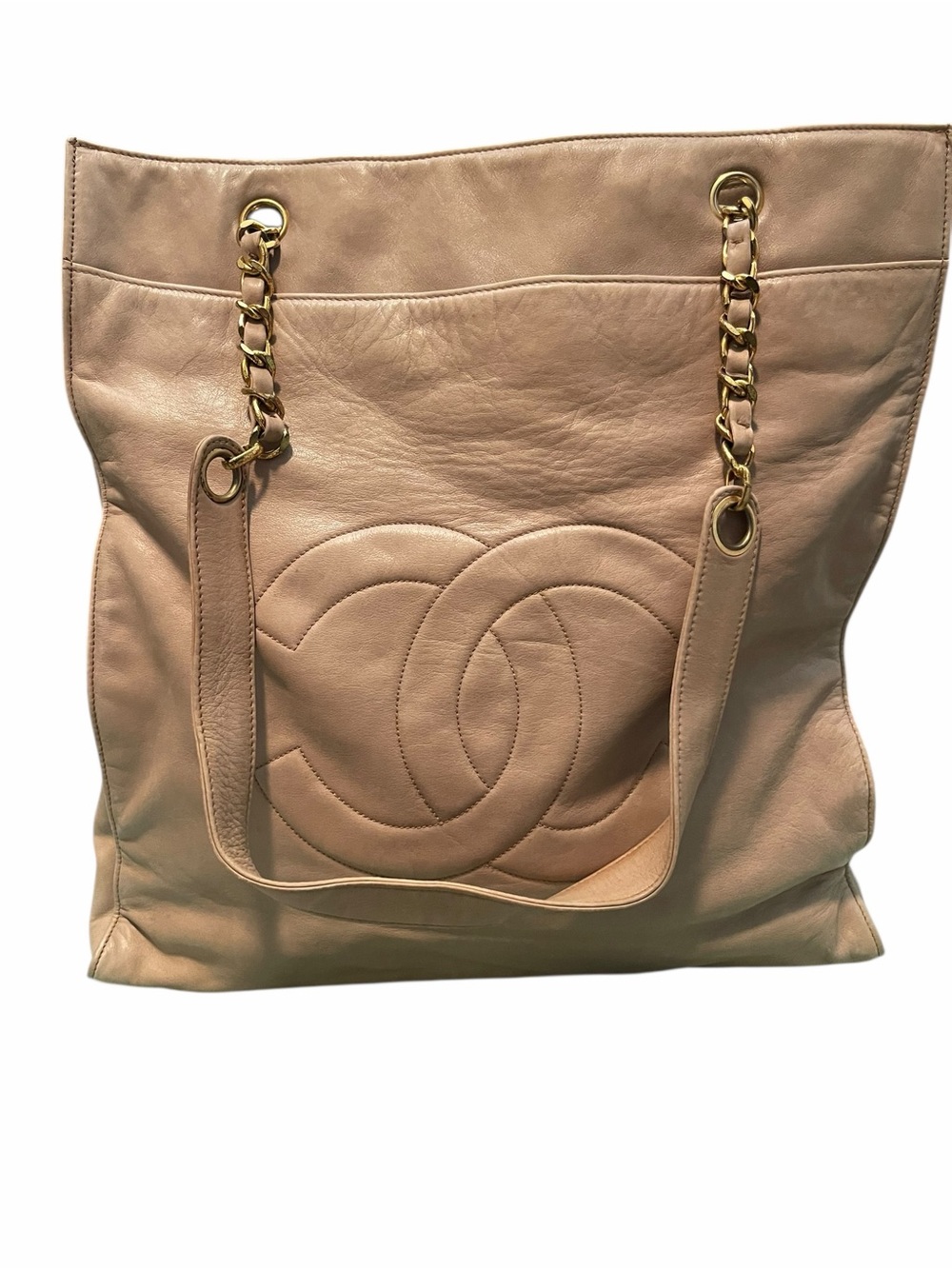 CHANEL Beige Leather Shoulder Bag with Interlocking CC - Picture 2 of 12